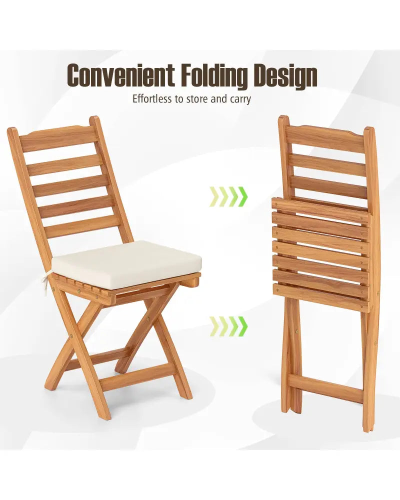 Patio Folding Chairs Set of 2 with Soft Seat Cushion-A - White - Patio Dining Chairs