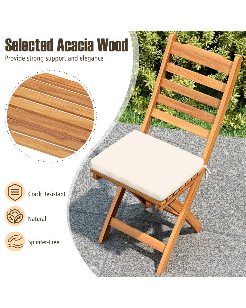 Patio Folding Chairs Set of 2 with Soft Seat Cushion-A - White - Patio Dining Chairs