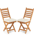 Patio Folding Chairs Set of 2 with Soft Seat Cushion-A - White - Patio Dining Chairs