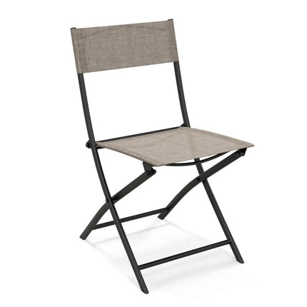 Patio Folding Chairs Set of 4 Lightweight Camping Chairs with Breathable Seat-Brown - Brown - Outdoor Seating & Patio