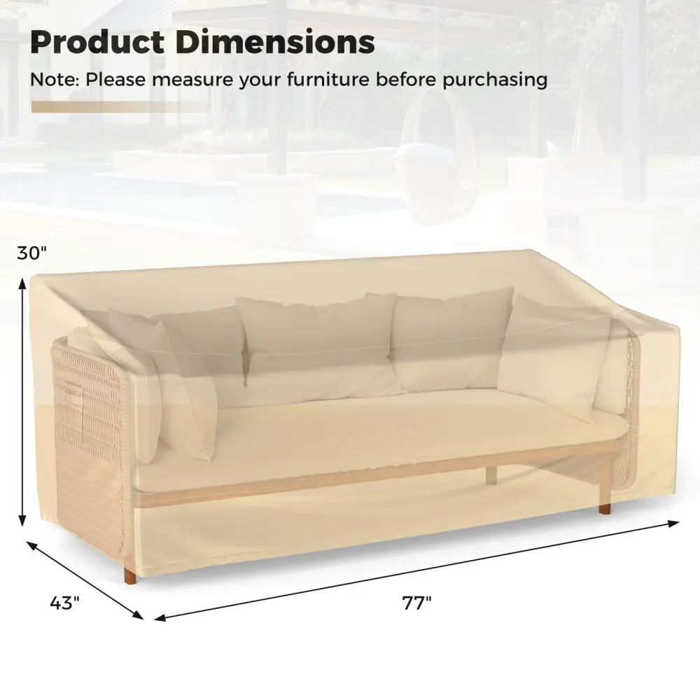 Patio Furniture Cover with Padded Handle and Click-Close Straps-77 x 43 x 30 inches - Beige - Outdoor Furniture