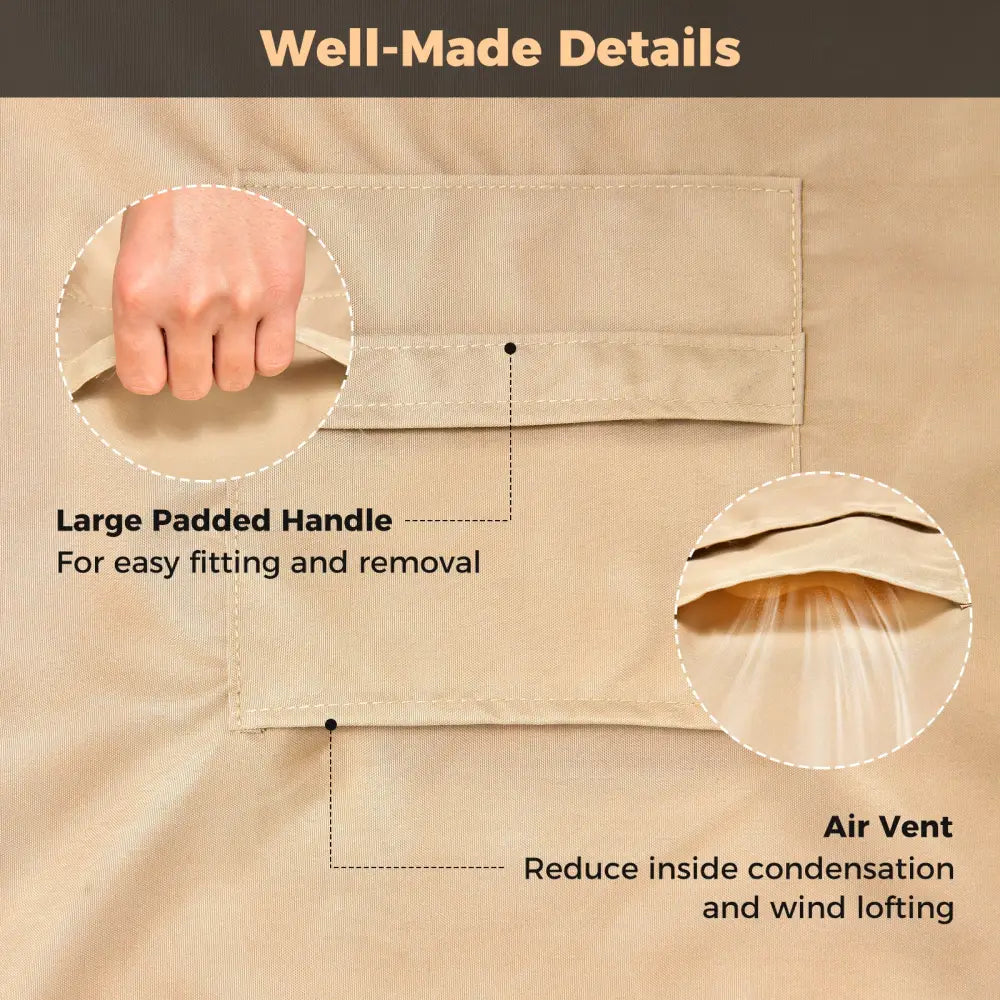 Patio Furniture Cover with Padded Handle and Click-Close Straps-77 x 43 x 30 inches - Beige - Outdoor Furniture