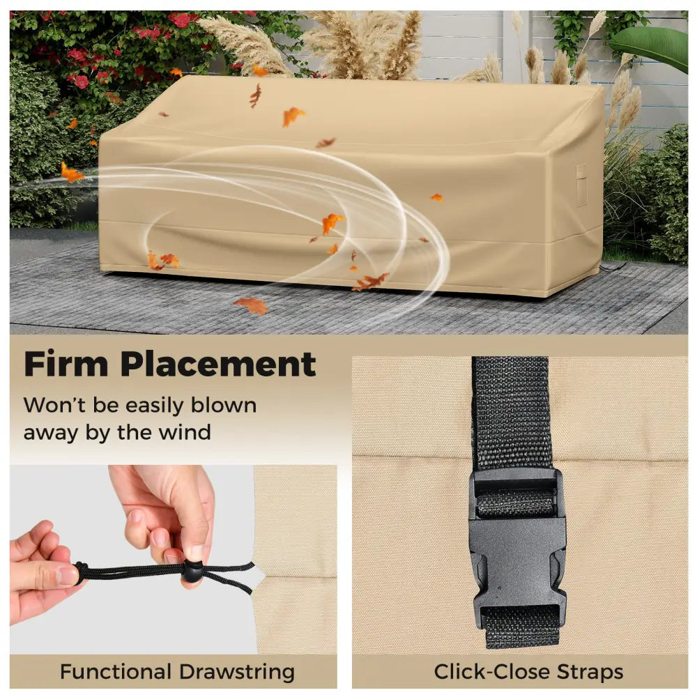 Patio Furniture Cover with Padded Handle and Click-Close Straps-77 x 43 x 30 inches - Beige - Outdoor Furniture