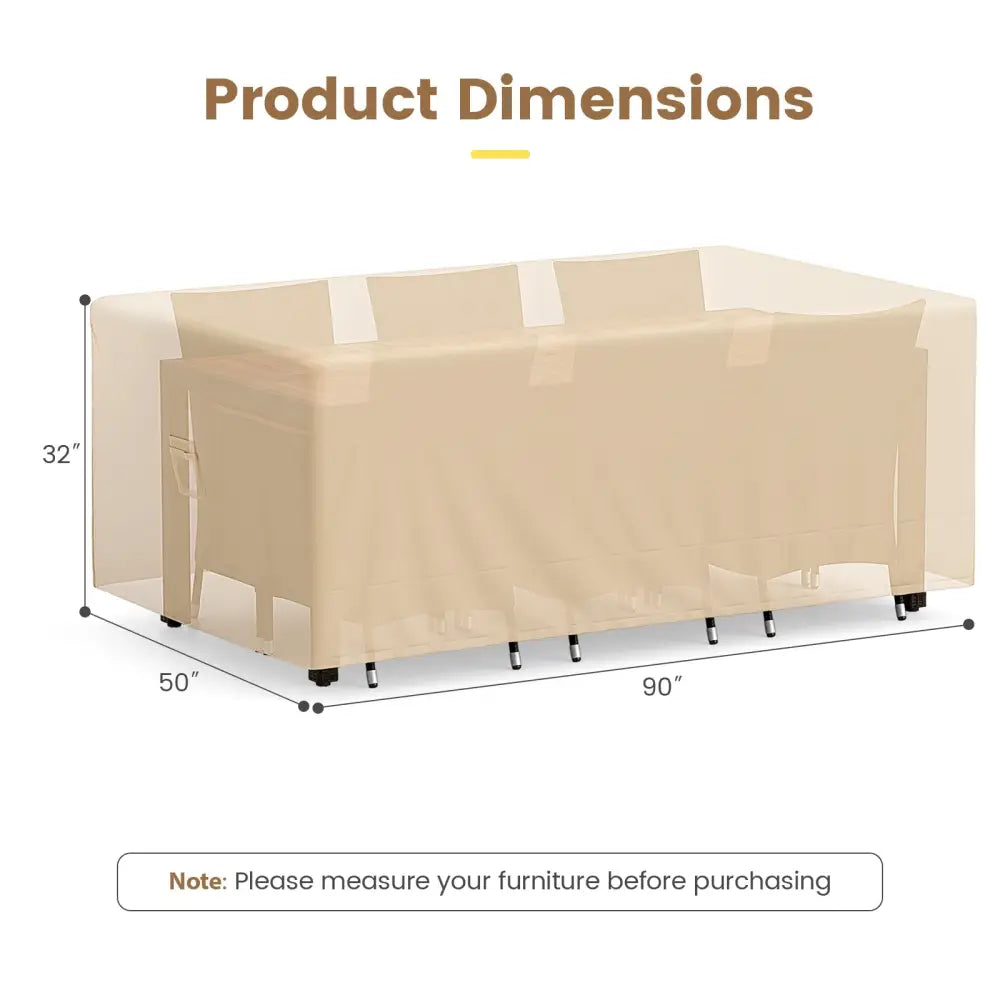 Patio Furniture Cover with Padded Handle and Click-Close Straps-90 x 50 x 32 inches - Beige - Outdoor Furniture