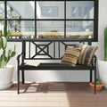 Patio Garden Bench with Powder Coated Steel Frame - Black - Outdoor Benches