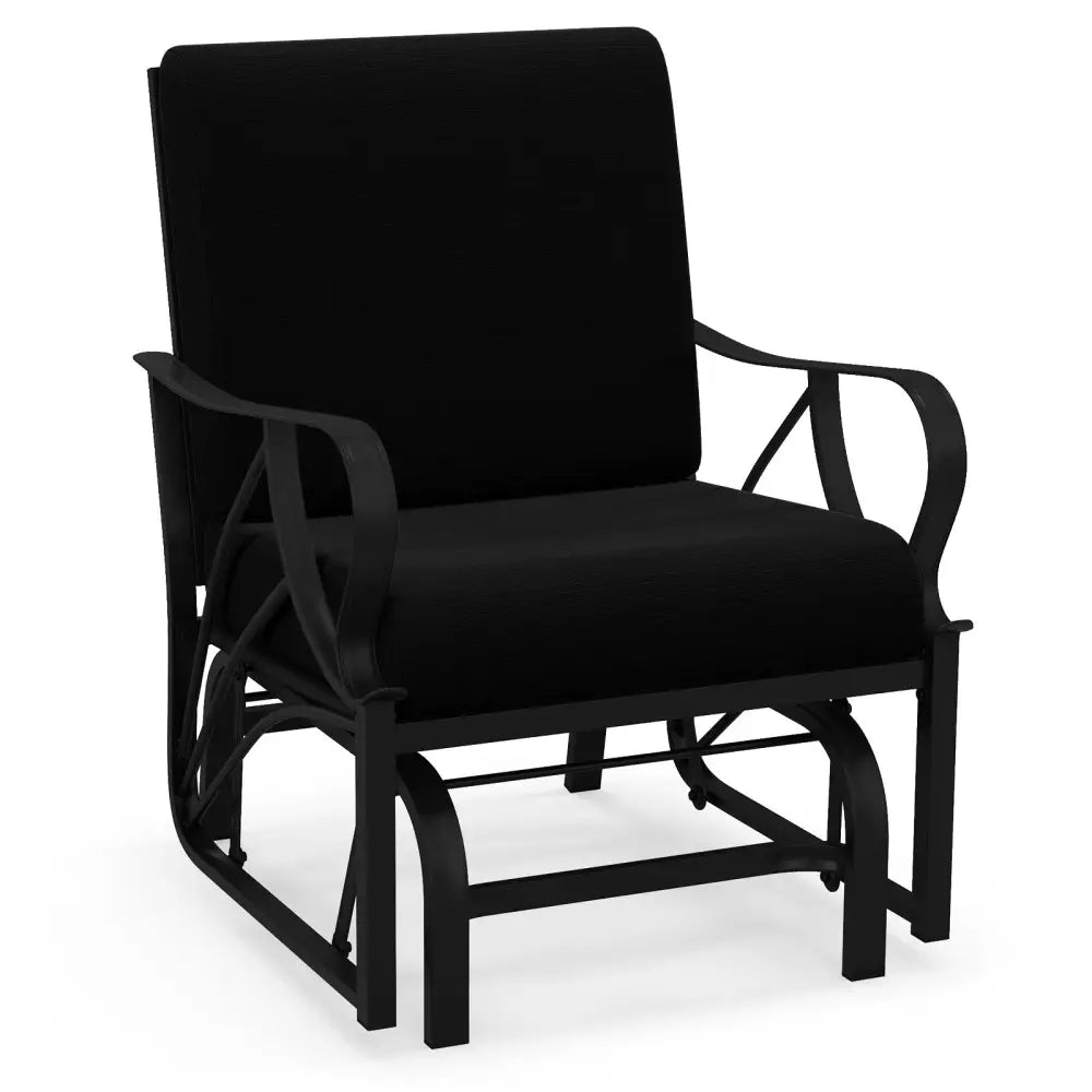 Patio Glider Rocking Chair with Thick Cushion and Curved Armrest-Black - Black - Patio Rocking Chairs & Gliders