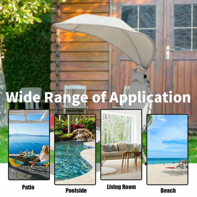 Patio Hanging Swing Hammock Chaise Lounger Chair with Canopy-Beige - Beige - Outdoor Chaise Lounges