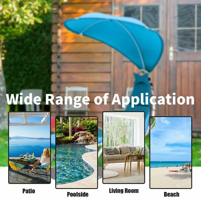 Patio Hanging Swing Hammock Chaise Lounger Chair with Canopy-Blue - Blue - Outdoor Chaise Lounges