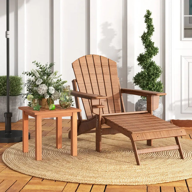 Patio Hardwood Square Side Table with Slatted Tabletop - Natural - Patio Coffee Tables