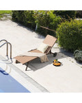 Patio Heavy-Duty Adjustable Chaise Lounge Chair with Canopy Cup holder and Wheels-Brown - Brown - Outdoor Chaise Lounges