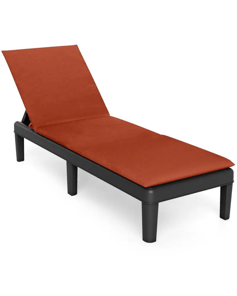 Patio Lounge Chair 3-Position Adjustable Backrest and Cushion-Orange - Orange - Outdoor Chaise Lounges