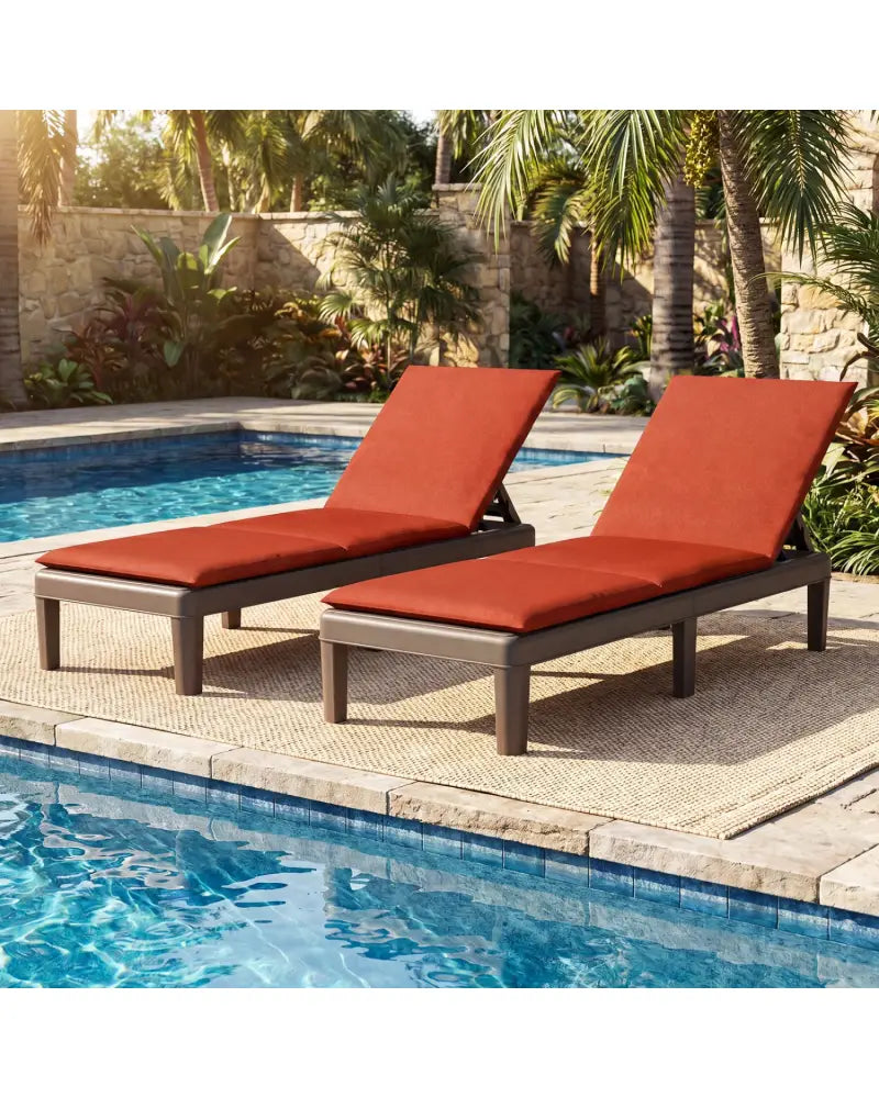 Patio Lounge Outdoor Recliner Chair with Cushion 3-Position Adjustable Backrest-Orange - Orange - Outdoor Chaise Lounges