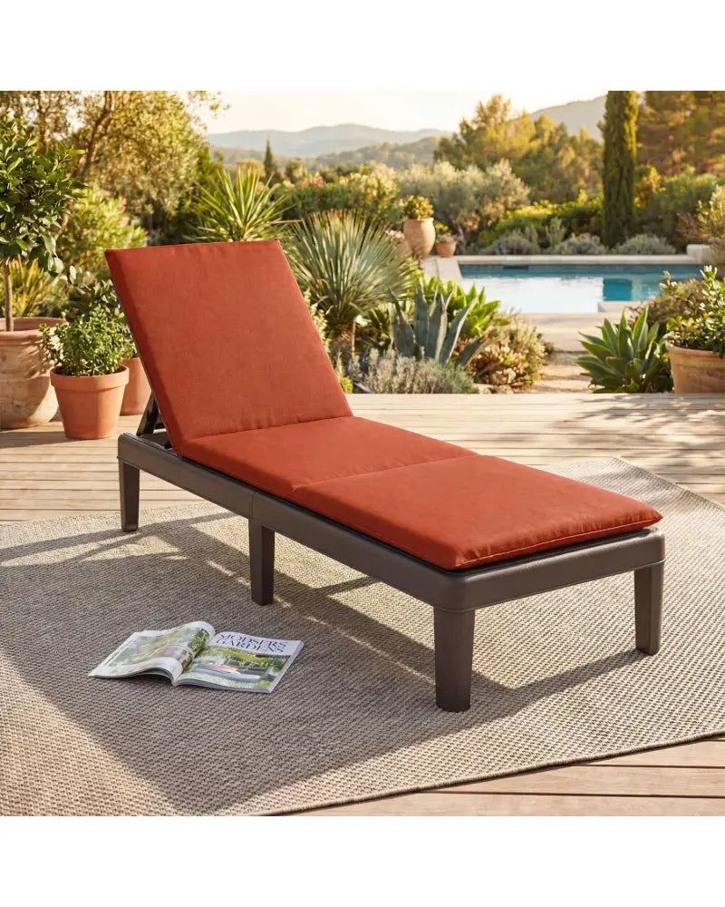 Patio Lounge Outdoor Recliner Chair with Cushion 3-Position Adjustable Backrest-Orange - Orange - Outdoor Chaise Lounges