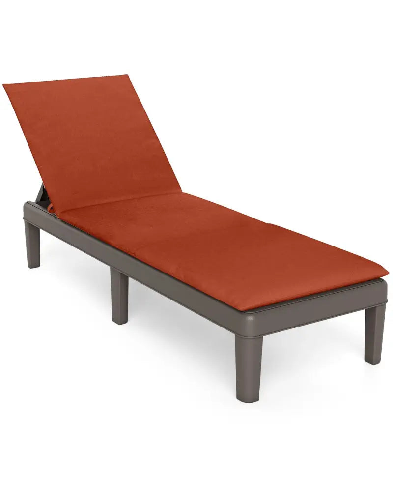 Patio Lounge Outdoor Recliner Chair with Cushion 3-Position Adjustable Backrest-Orange - Orange - Outdoor Chaise Lounges