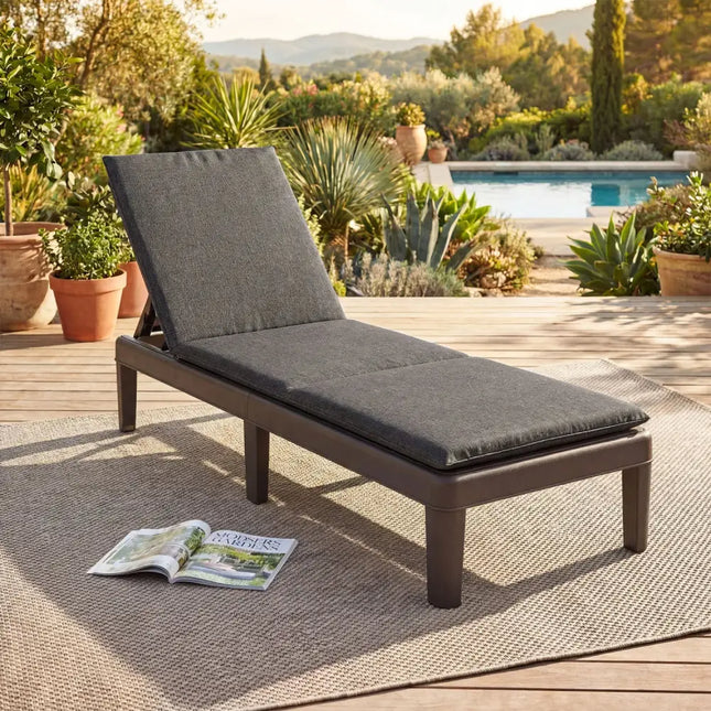 Patio Lounge Outdoor Recliner Chair with Cushion 3-Position Adjustable Backrest-Gray - Gray - Outdoor Chaise Lounges