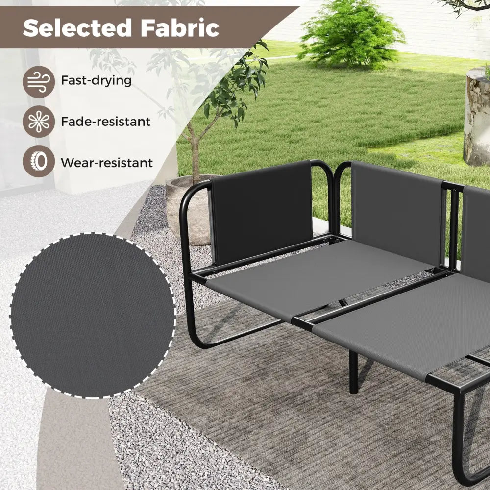 Patio Loveseat Sofa Couch with Removable Pillows and Seat Cushion-Gray - Gray - Outdoor Benches