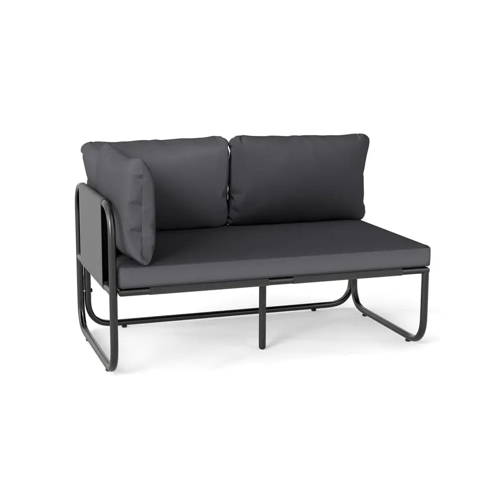 Patio Loveseat Sofa Couch with Removable Pillows and Seat Cushion-Gray - Gray - Outdoor Benches