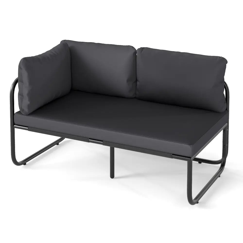 Patio Loveseat Sofa Couch with Removable Pillows and Seat Cushion-Gray - Gray - Outdoor Benches