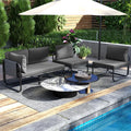 Patio Loveseat Sofa Couch with Removable Pillows and Seat Cushion-Gray - Gray - Outdoor Benches