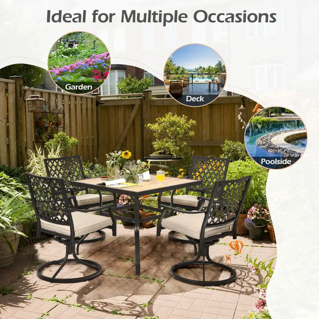 Patio Metal Square Dining Table for Garden and Poolside - Black - Patio Dining Tables