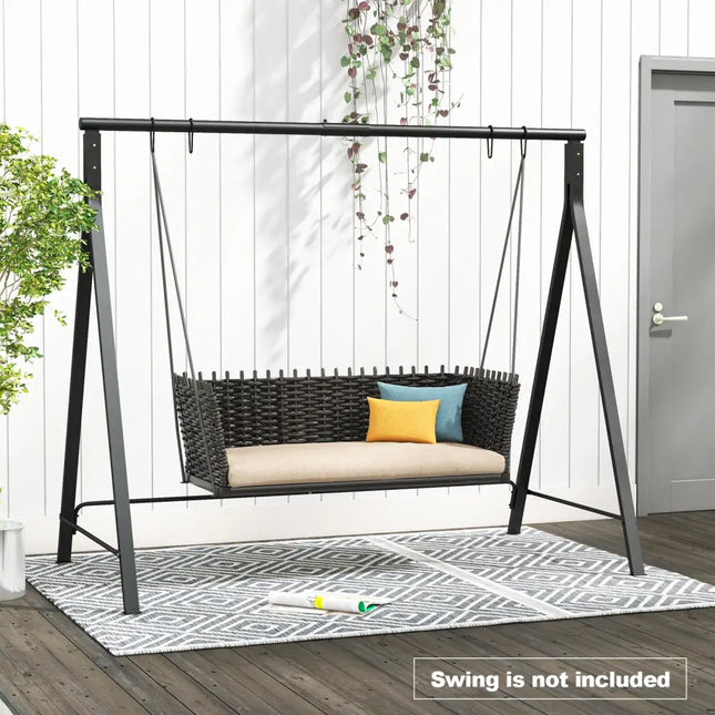 Patio Metal Swing Stand with A-Shaped Structure-Black - Black - Porch Swings
