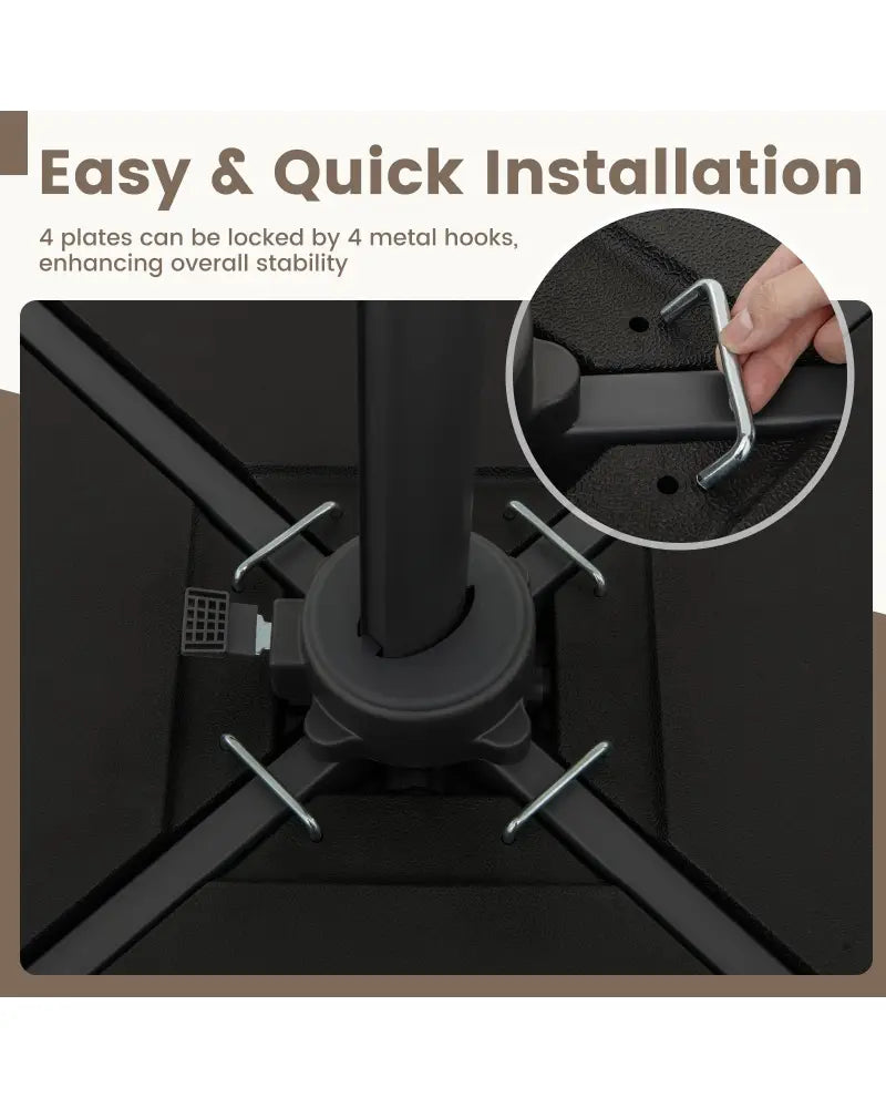 Patio Offset Umbrella Base with Easy-Fill Spouts - Black - Outdoor Umbrella Bases