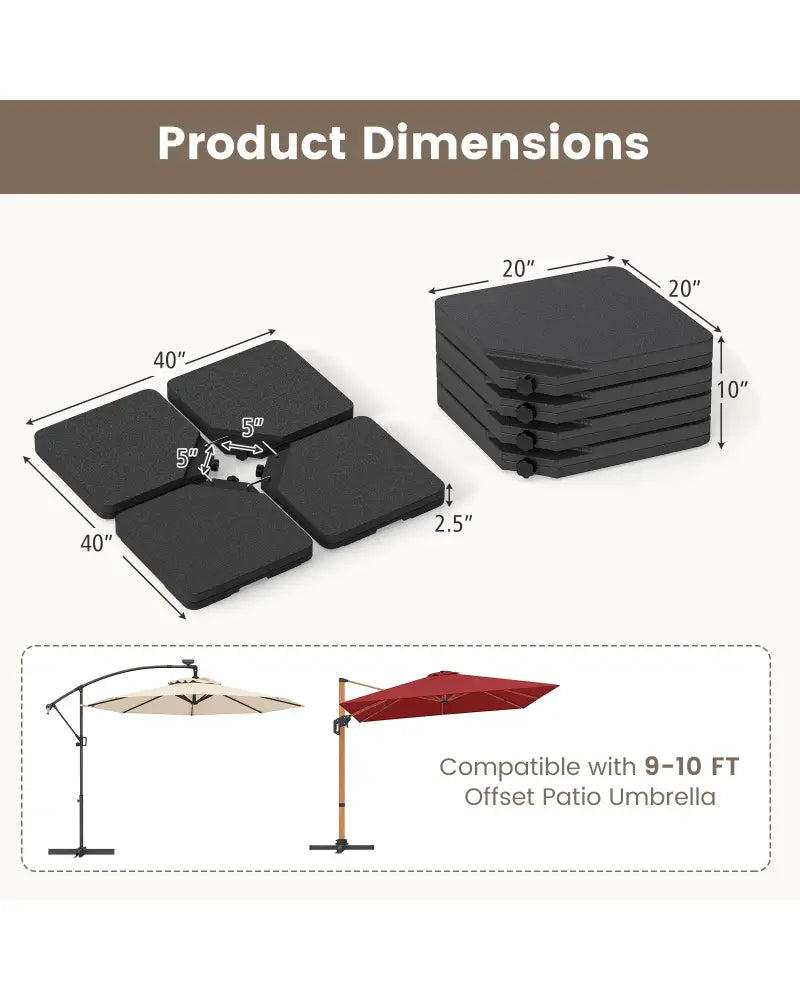 Patio Offset Umbrella Base with Easy-Fill Spouts - Black - Outdoor Umbrella Bases