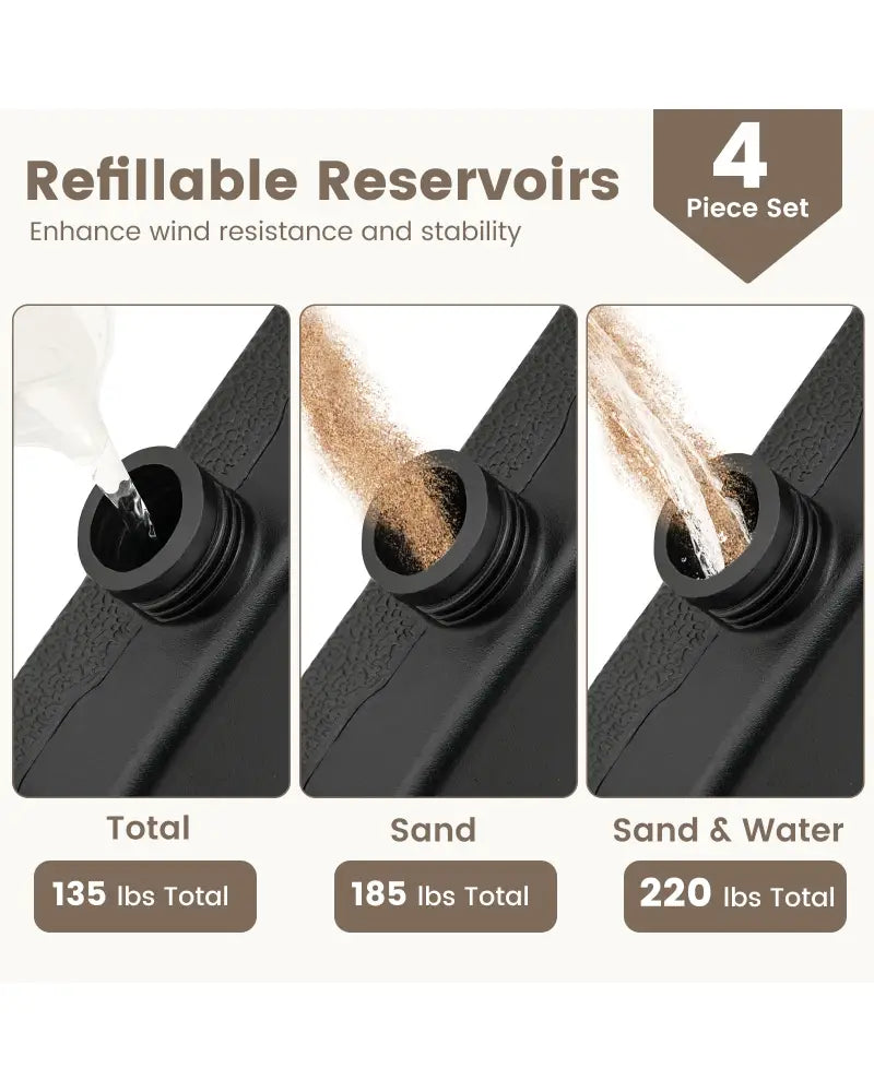 Patio Offset Umbrella Base with Easy-Fill Spouts - Black - Outdoor Umbrella Bases