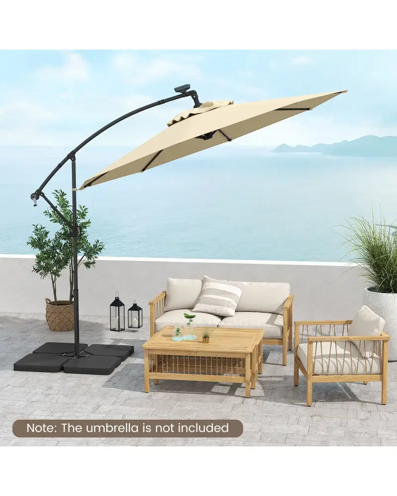 Patio Offset Umbrella Base with Easy-Fill Spouts - Black - Outdoor Umbrella Bases