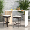 Patio Rattan Barstools Set of 2/4 with Footrest and Soft Cushions for Backyard Balcony-2 Pieces - Off White - Patio Bar