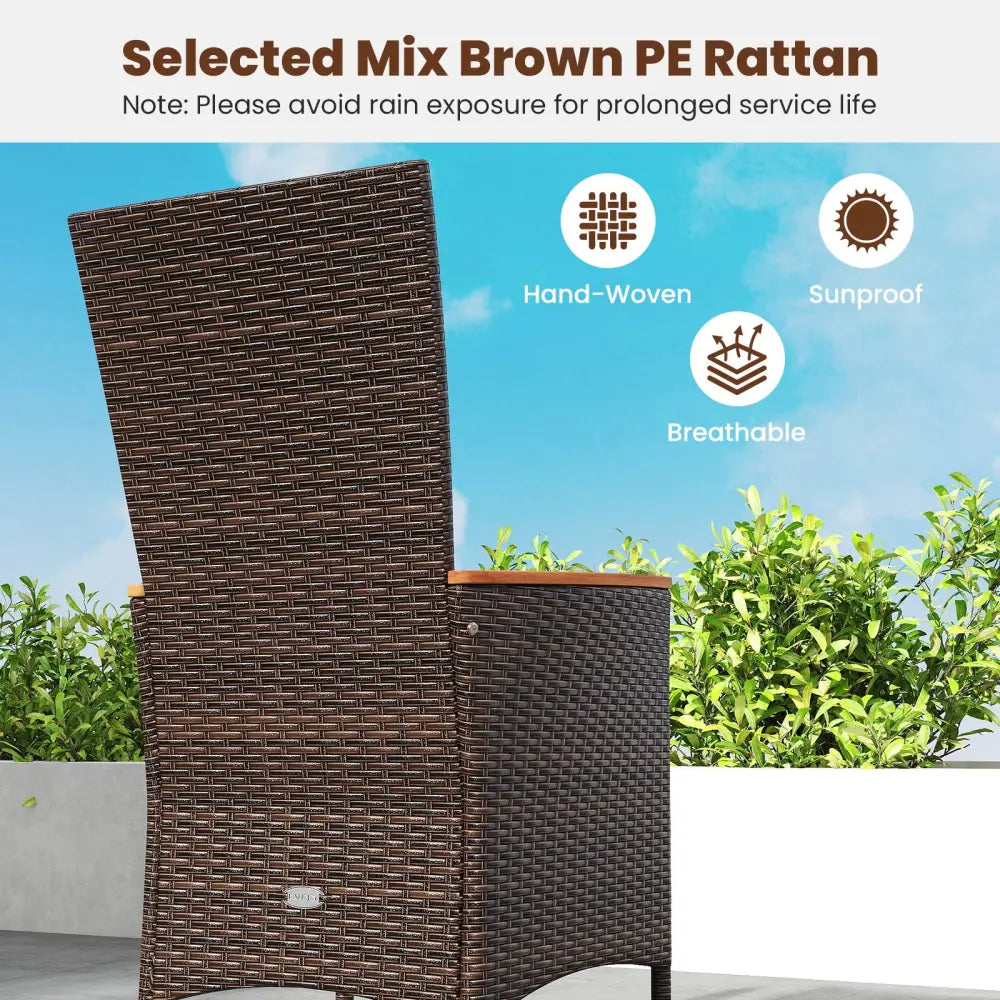 Patio Rattan Chairs Set of 2 Outdoor Wicker Dining Chairs with High Backrest-Beige - Beige - Patio Dining Chairs