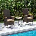 Patio Rattan Chairs Set of 2 Outdoor Wicker Dining Chairs with High Backrest-Beige - Beige - Patio Dining Chairs