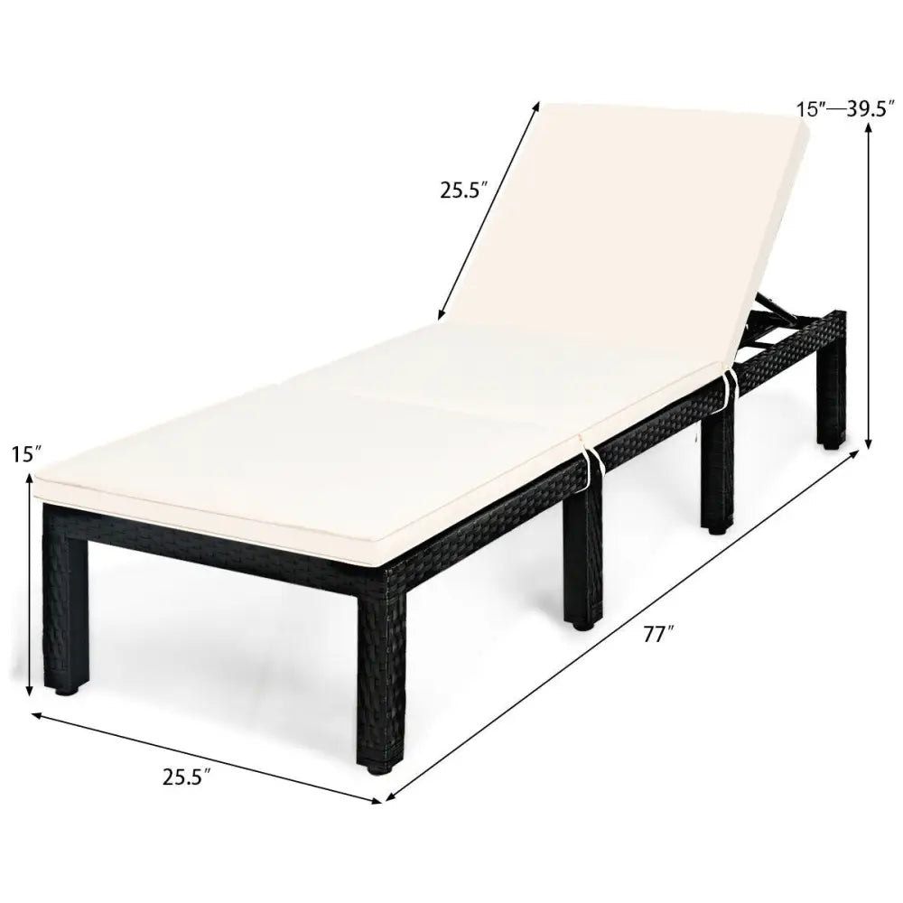 Patio Rattan Cushioned Height Adjustable Lounge Chair-White - White - Outdoor Chaise Lounges