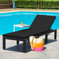 Patio Rattan Height Adjustable Lounge Chair with 2 Set of Cushion Cover-Black & Turquoise - Black & Turquoise - Outdoor