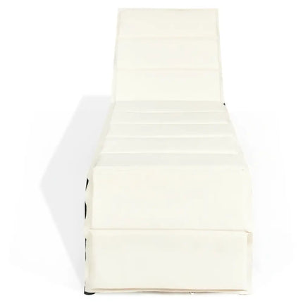 Patio Rattan Lounge Chair Back Adjustable Chaise Recliner with Cushions-White - White - Outdoor Chaise Lounges