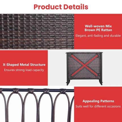 Patio Rattan Porch Swing Hammock Chair with Seat Cushion-Red - Red - Porch Swings