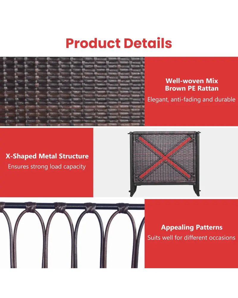 Patio Rattan Porch Swing Hammock Chair with Seat Cushion-Red - Red - Porch Swings