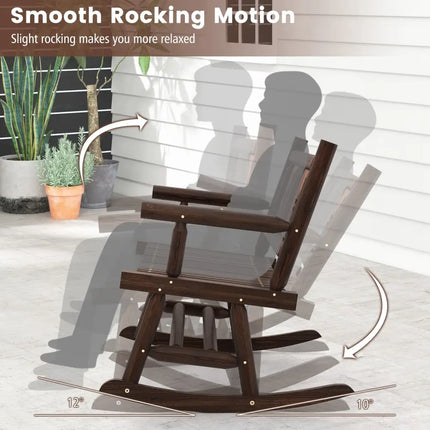 Patio Rocking Bench Double Rocker Chair with Ergonomic Seat 2-Person Loveseat - Rustic Brown - Patio Rocking Chairs &