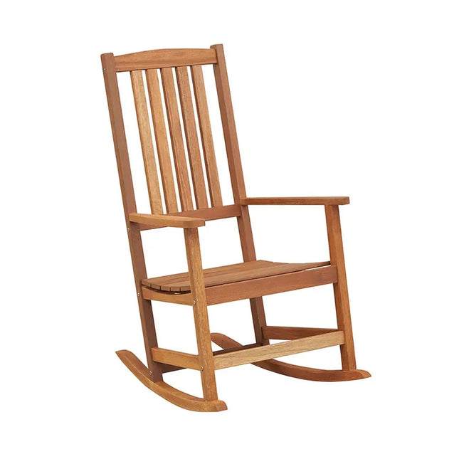 Patio Rocking Chair Ergonomic High-Back Outdoor Rocker with Smooth Rocking Base - Natural - Patio Rocking Chairs &