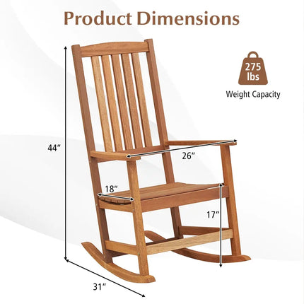 Patio Rocking Chair Ergonomic High-Back Outdoor Rocker with Smooth Rocking Base - Natural - Patio Rocking Chairs &
