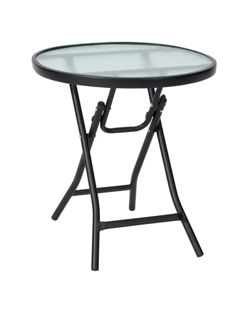 Patio Side Table with Tempered Glass Tabletop - Black - Patio Coffee Tables