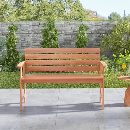 Patio Solid Wood Bench Wood 2-Seat Chair with Breathable Slatted Seat & Inclined Backrest - Natural - Outdoor Benches