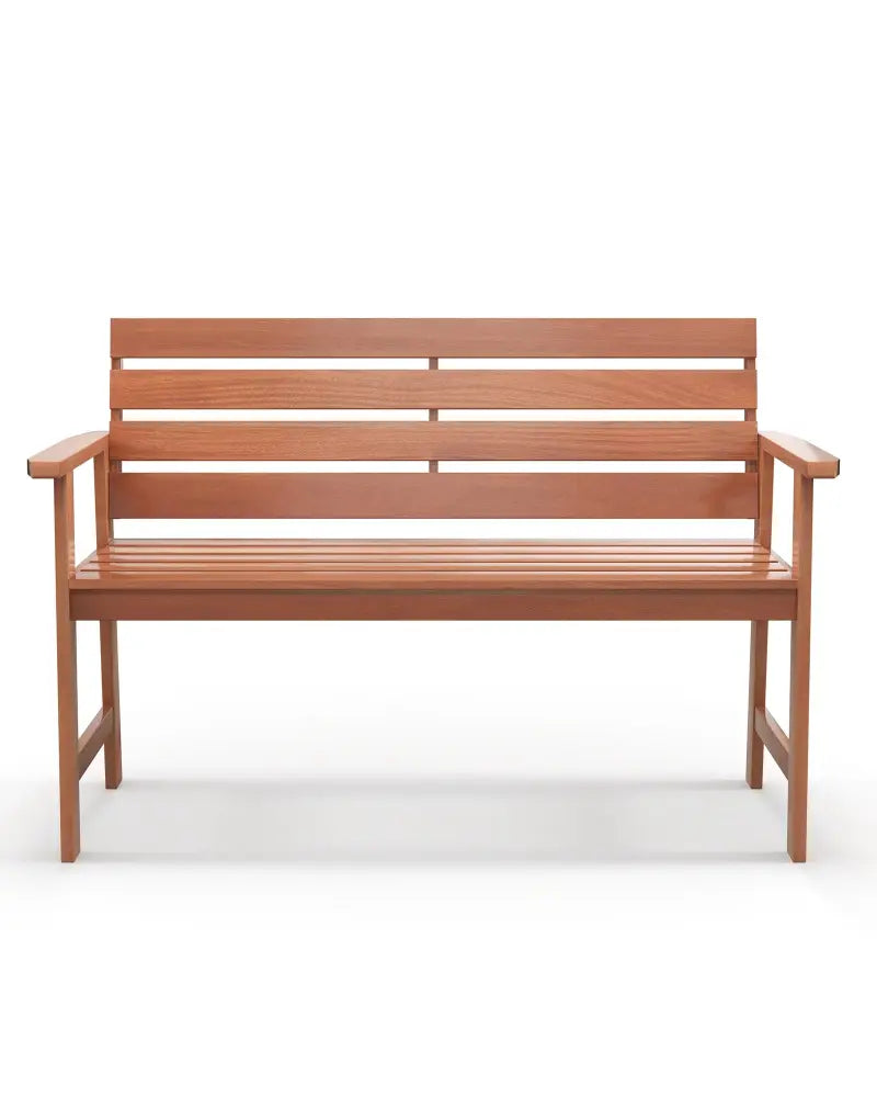 Patio Solid Wood Bench Wood 2-Seat Chair with Breathable Slatted Seat & Inclined Backrest - Natural - Outdoor Benches