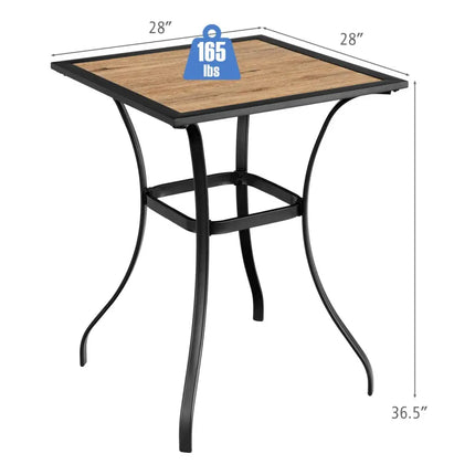 Patio Square Bar Table for Garden Backyard - Black - Patio Bar Furniture