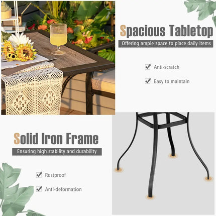 Patio Square Bar Table for Garden Backyard - Black - Patio Bar Furniture