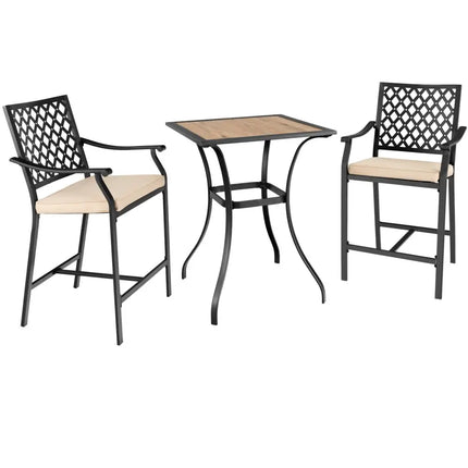 Patio Square Bar Table for Garden Backyard - Black - Patio Bar Furniture