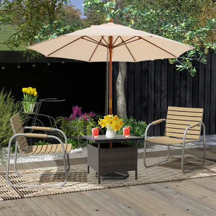 Patio Square Wicker Side Table with Umbrella Hole for Yard Garden Poolside - Brown - Patio Coffee Tables