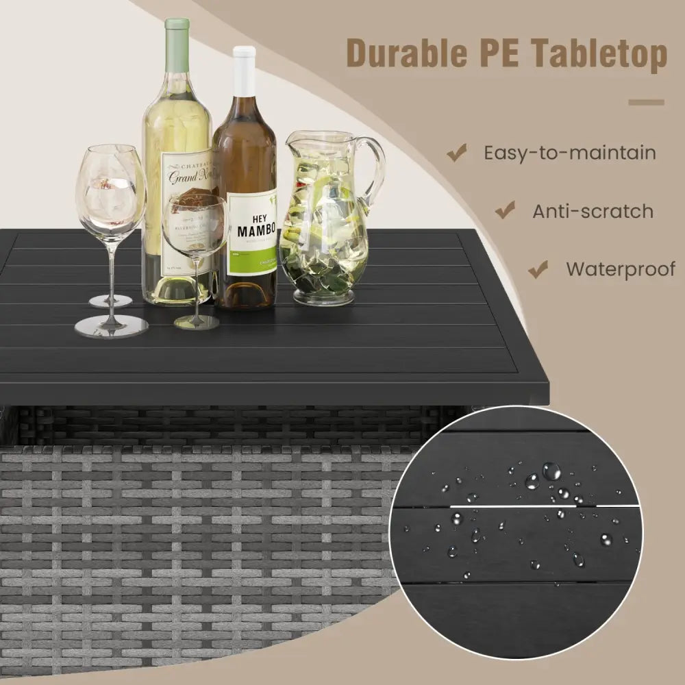Patio Square Wicker Side Table with Umbrella Hole for Yard-Gray - Gray - Patio Coffee Tables
