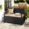 Patio Storage Bench Outdoor Wicker Loveseat with Built-in Storage - Brown - Sheds & Outdoor Storage