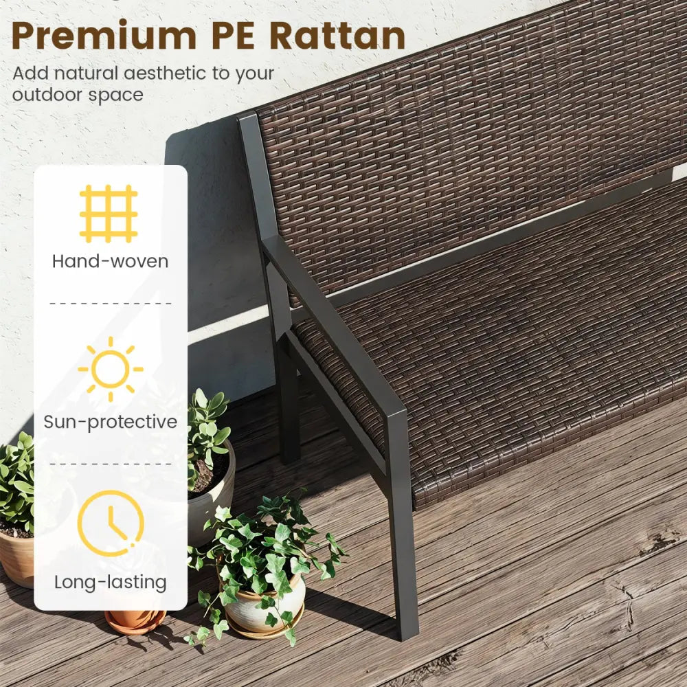 Patio Sun-Proof Rattan Loveseat with Soft Sponge Seat-Brown - Brown - Patio Rocking Chairs & Gliders